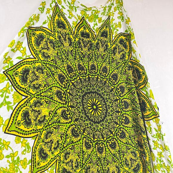 BOBATIK Green Mandala Hippie Fringe‎ Scarf Shawl Art Tapestry Wall Bohemian Boho - Picture 1 of 8